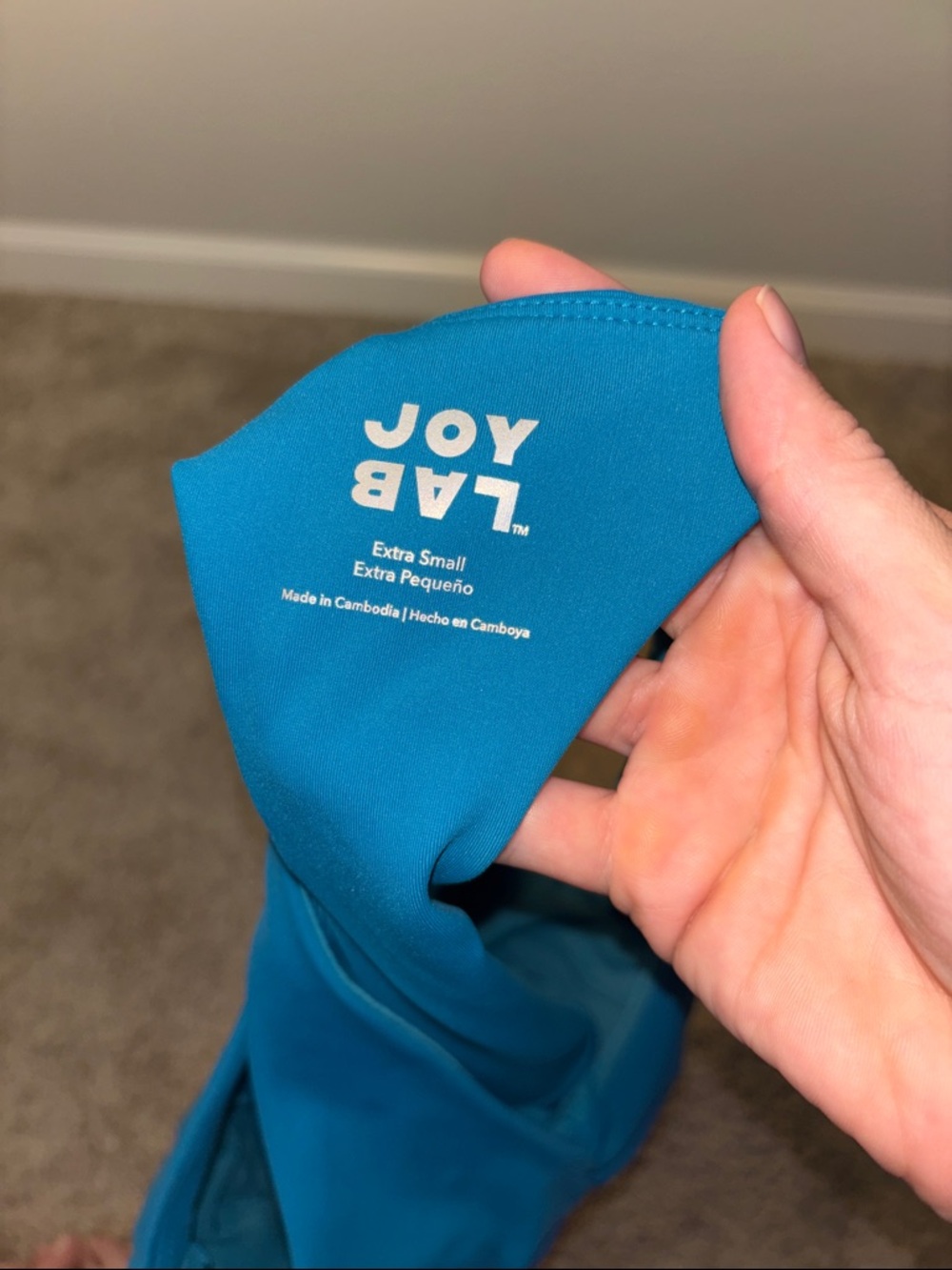 Joylab Ruched Front Racerback Bra Blue - Picture 3 of 3